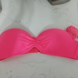 Breaking Waves Push up Padded Flamingo Coral Bikini top Closure in Back